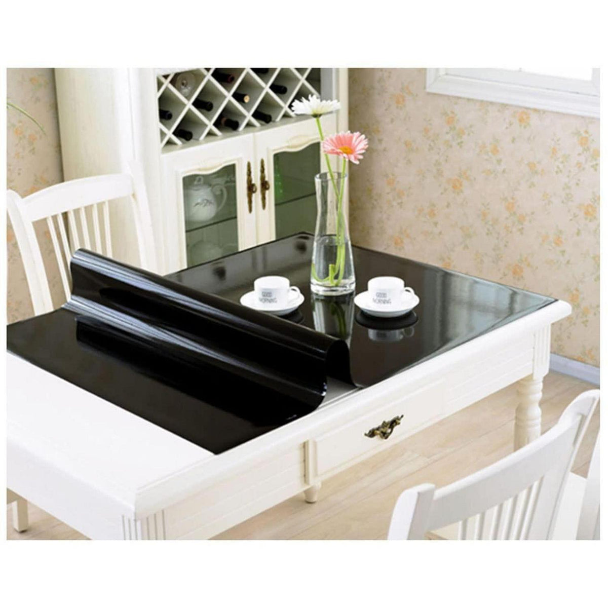 Wasserdichte PVC Tischdecke Schwarz 85x180cm – Schutzfolie für Tisch