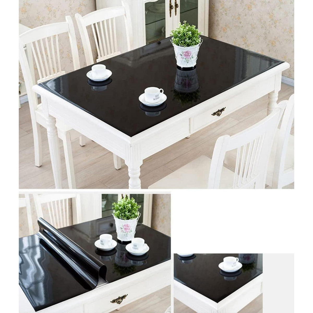 Wasserdichte PVC Tischdecke Schwarz 85x180cm – Schutzfolie für Tisch