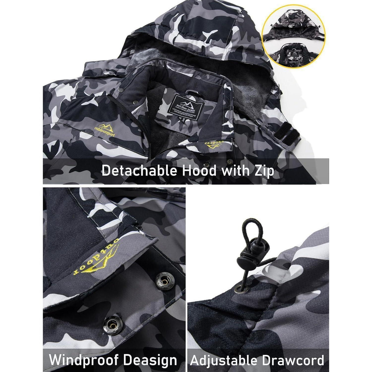 Herren Fleecejacke Winter Warm Gefüttert Skijacke Outdoor XXL