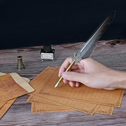Kalligraphie Set Vintage Federkiel Dip Pen Schreibfeder Ink Geschenk