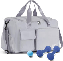 Faltbare Damen Sporttasche 35L mit Nassfach und Schuhfach Grau