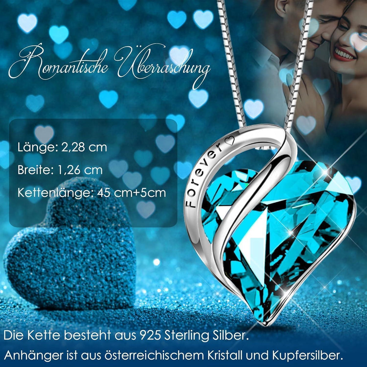 Ewige Rose Geschenkbox mit Grußkarte, Blaue Rose