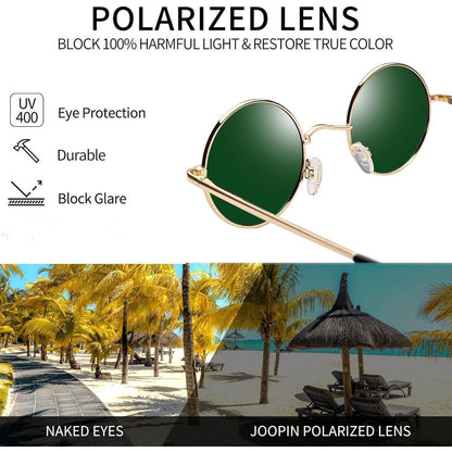 Runde Sonnenbrille Herren Damen Polarisierte Vintage UV400 Metallrahmen Gold
