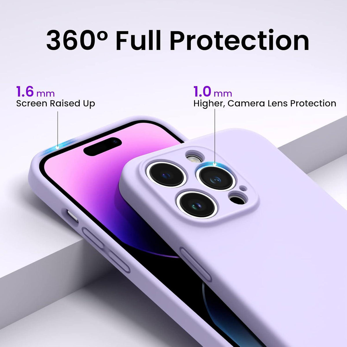 Ornarto iPhone 14 Pro Hülle 6,1 Zoll 2022 Stoßfest Violett +2x Schutzfolie
