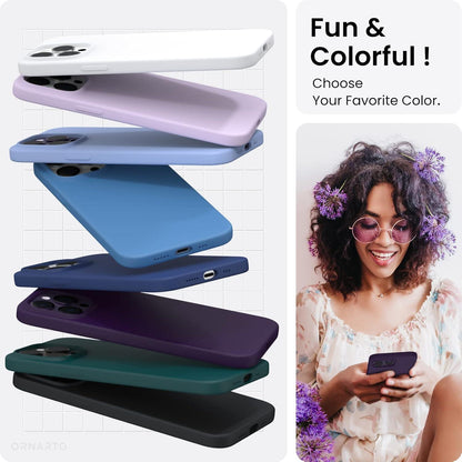 ORNARTO iPhone 14 Pro Hülle 6,1 Zoll 2022 Silikon Case Voller Schutz Holunder