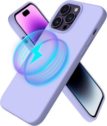 Magnetische Silikonhülle für iPhone 14 Pro Max 6,7 Zoll - Violett