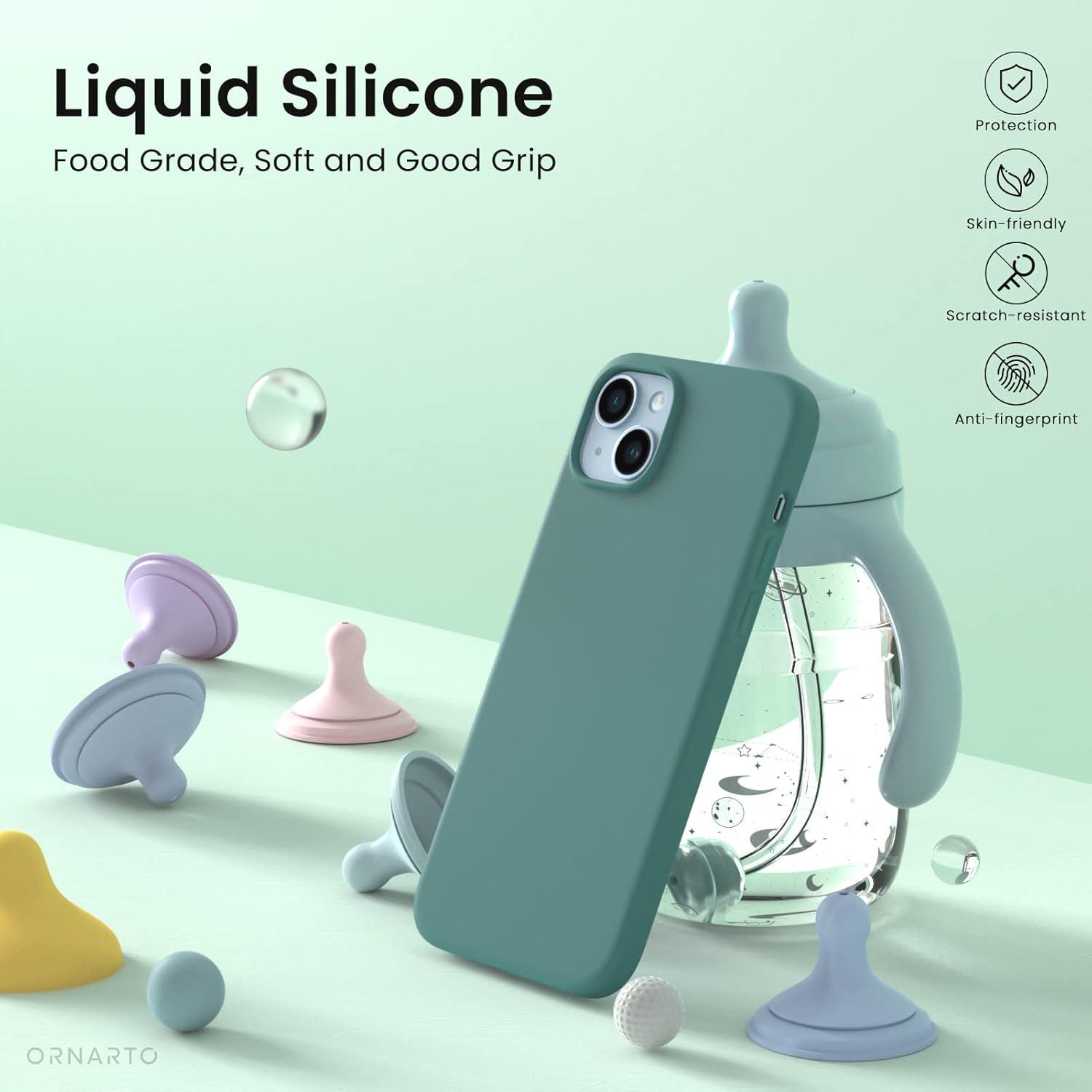 iPhone 14 Hülle 6,1 Zoll 2022 Silikon Case Schutz Piniengrün