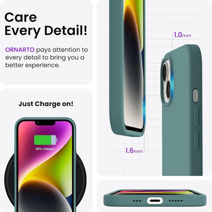 iPhone 14 Hülle Silikon Case Ultra Dünn Flüssig Schutz 6,1 Zoll Piniengrün