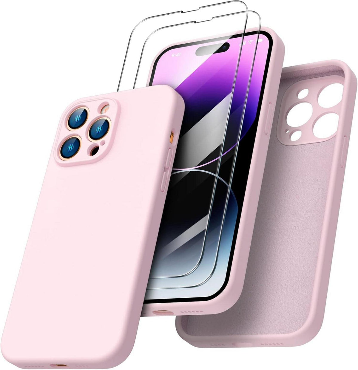 iPhone 14 Pro Max Hülle 6,7 Zoll mit 2x Schutzfolien Silikon Gel Case