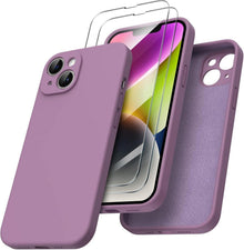 iPhone 14 Hülle 6,1 Zoll 2022 mit Screen Schutzfolie Silikon Gel Lila