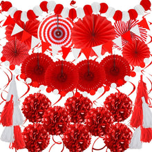 41-teilige rote Party Deko Set mit Papier Pompoms & Girlande