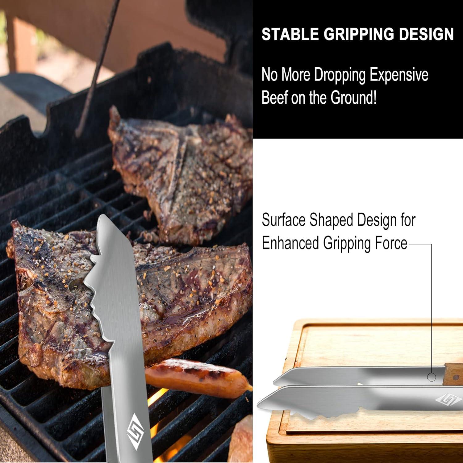Grillzange Edelstahl mit Holzgriff 43cm - BBQ Geschenk