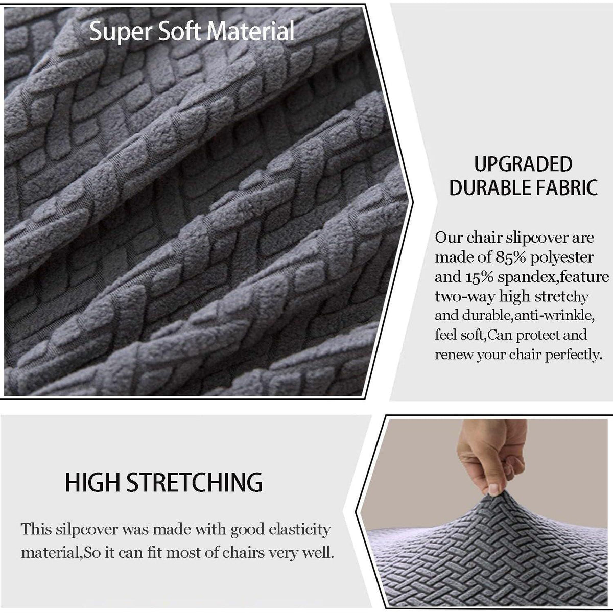 Moderne Stuhlhussen Set 6 Stück Dunkelgrau – Stretch & Waschbar