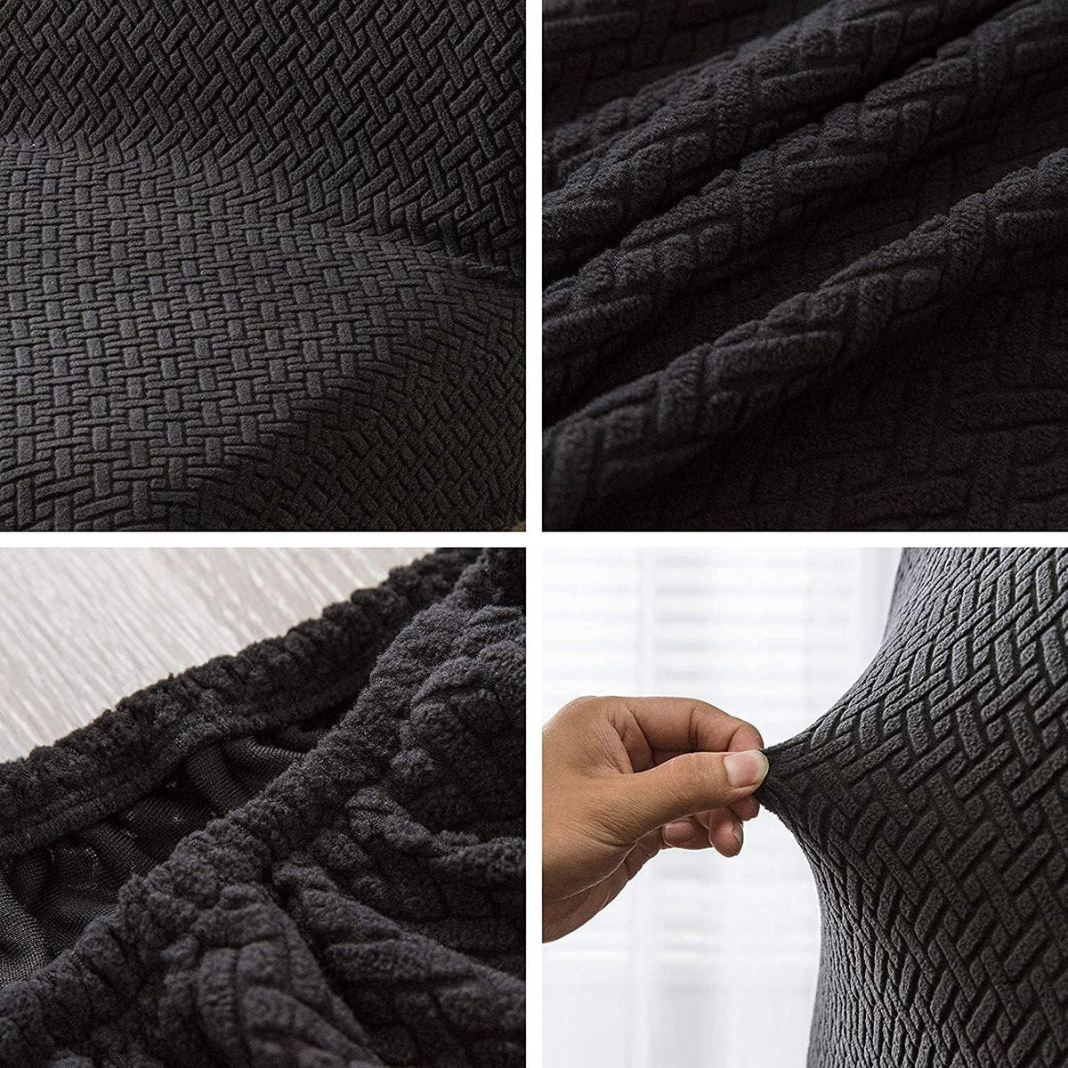 Stretch Stuhlhussen Set – Modern & Waschbar (Schwarz, 4 Stück)