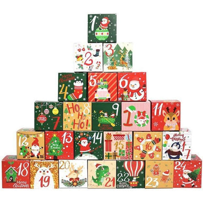 24 Adventskalender Tüten mit Kisten zum