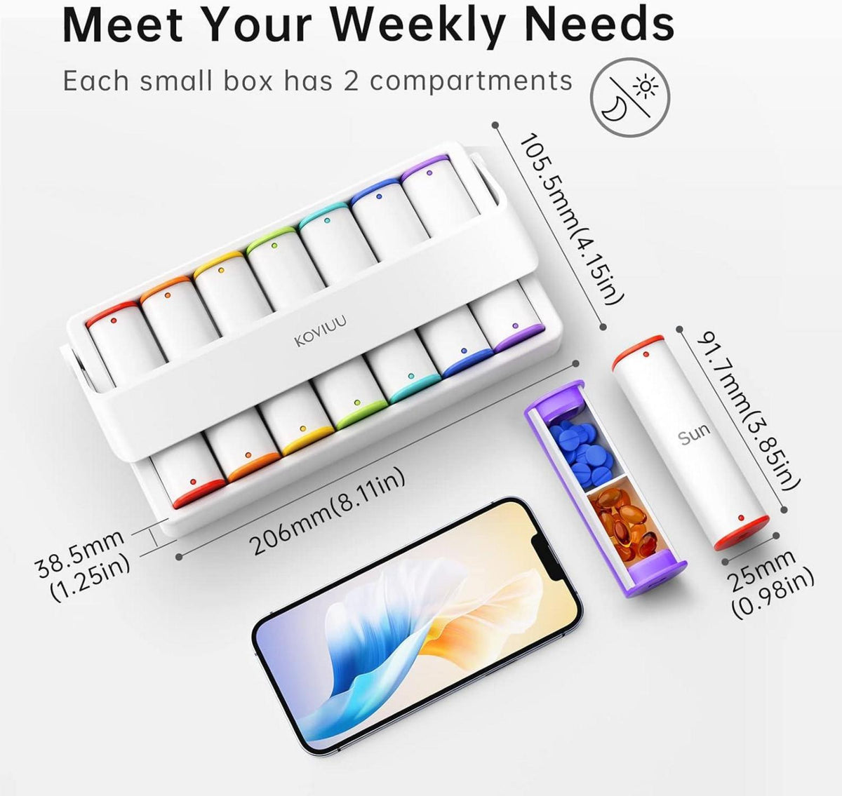 Tablettenbox 7 Tage Pillendose 2 FäCher Medikamentenbox