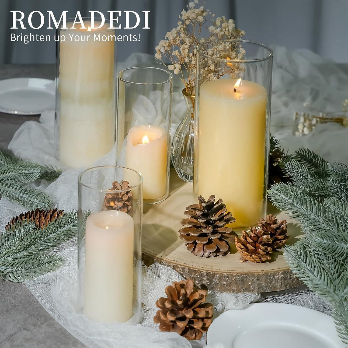 Windlichter Glas 30er Set, 3 Größen, für Kerzen & Blumen
