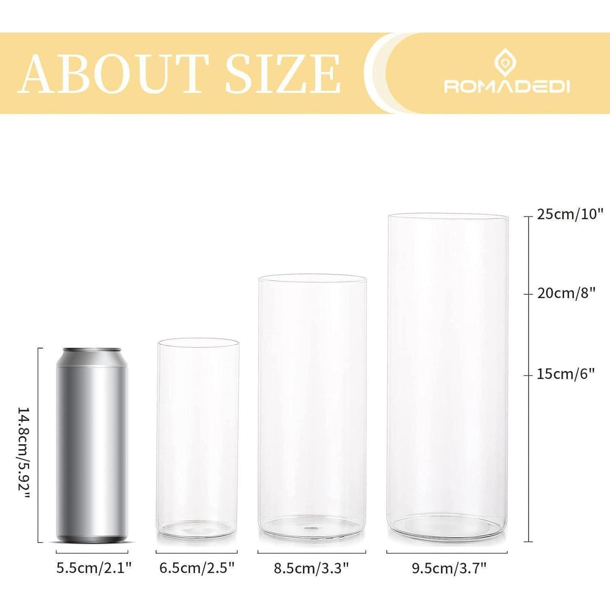 Windlichter Glas 30er Set, 3 Größen, für Kerzen & Blumen