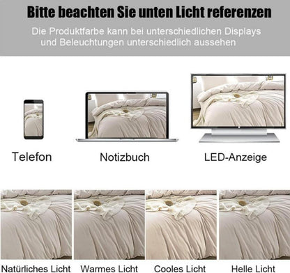 Soifox Bettwäsche Beige Mikrofaser 200x200cm Set 2-teilig