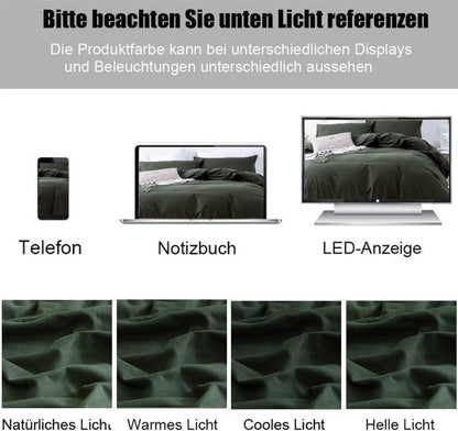 Bettwäsche-Set Mikrofaser 200x200 Grün mit Kissenbezug 80x80 2er Set