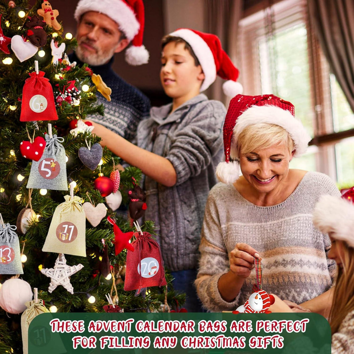 Adventskalender Groß 24 Jute Säckchen Weihnachten Basteln