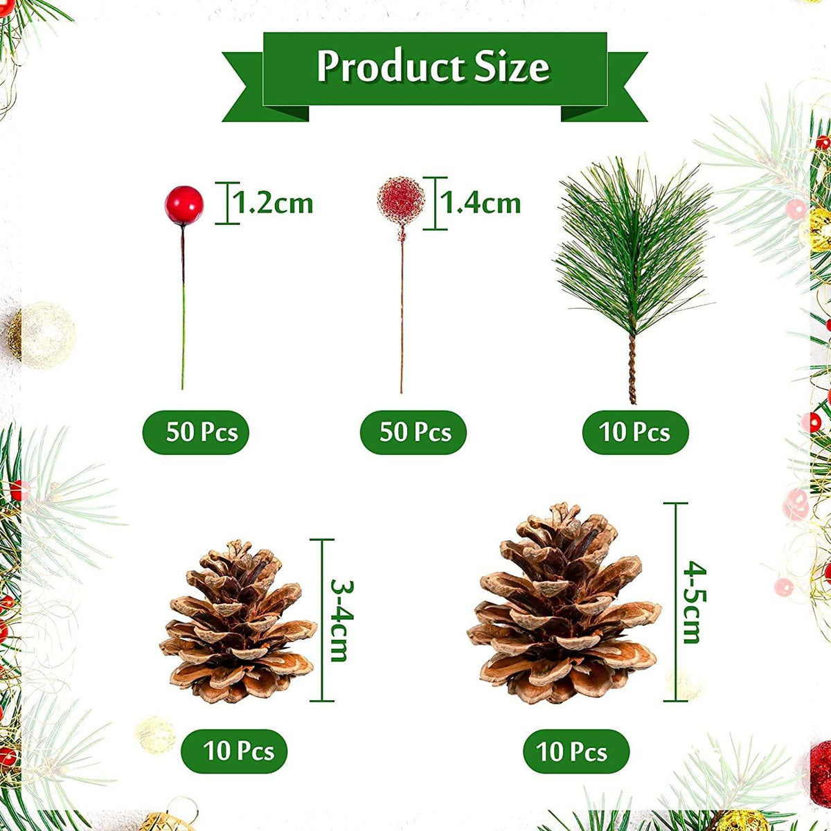 Künstliche Tannenzweige Beeren Zapfen Weihnachtsdeko Set