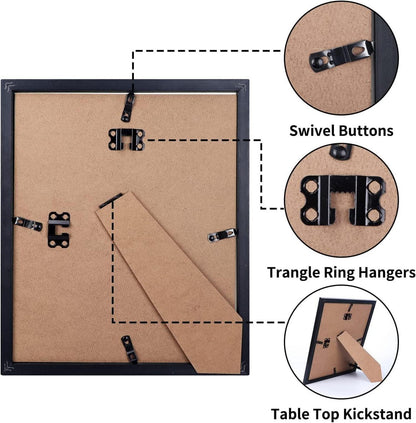 4er-Set Bilderrahmen 13x18 cm Schwarz Passepartouts 15x20 Wand Tisch EXYGLO