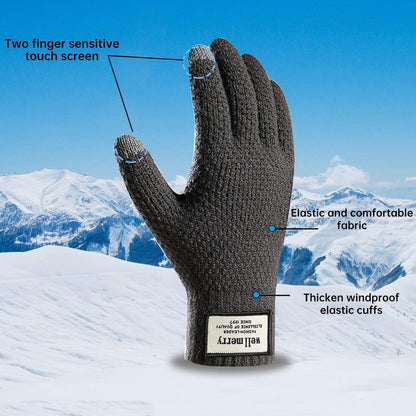 Winterhandschuhe Herren Damen Touchscreen Thermo Gestrickt Grau