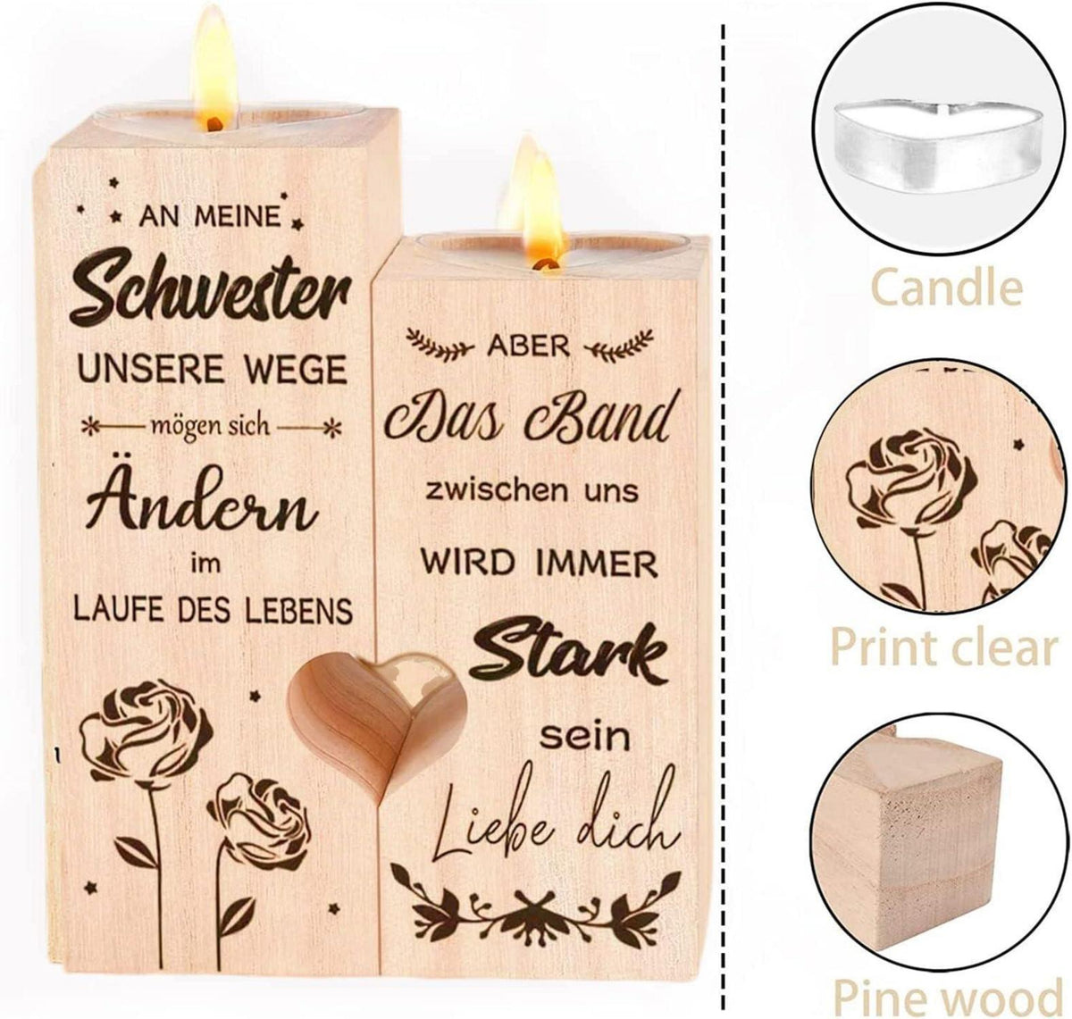 Exquisite personalisierte Kerzenhalter für Schwester und Frauen