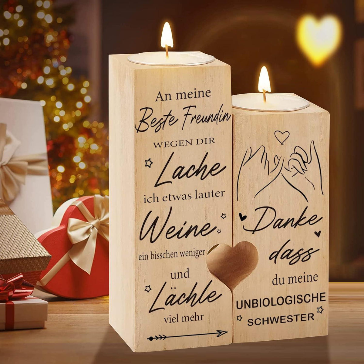 Holz Kerzenhalter Herzform Beste Freundin Geschenk Frauen