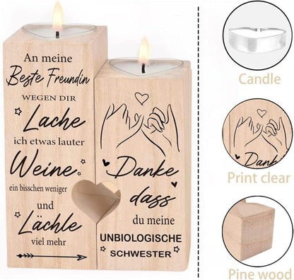 Holz Kerzenhalter Herzform Beste Freundin Geschenk Frauen