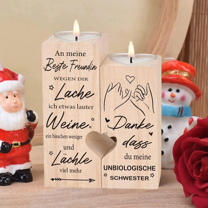 Herz Kerzenhalter aus Holz für Beste Freundin Geburtstag Weihnachten