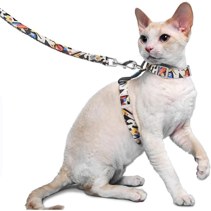Katzengeschirr ausbruchsicher mit Leine, verstellbar, leicht, M Schwarz