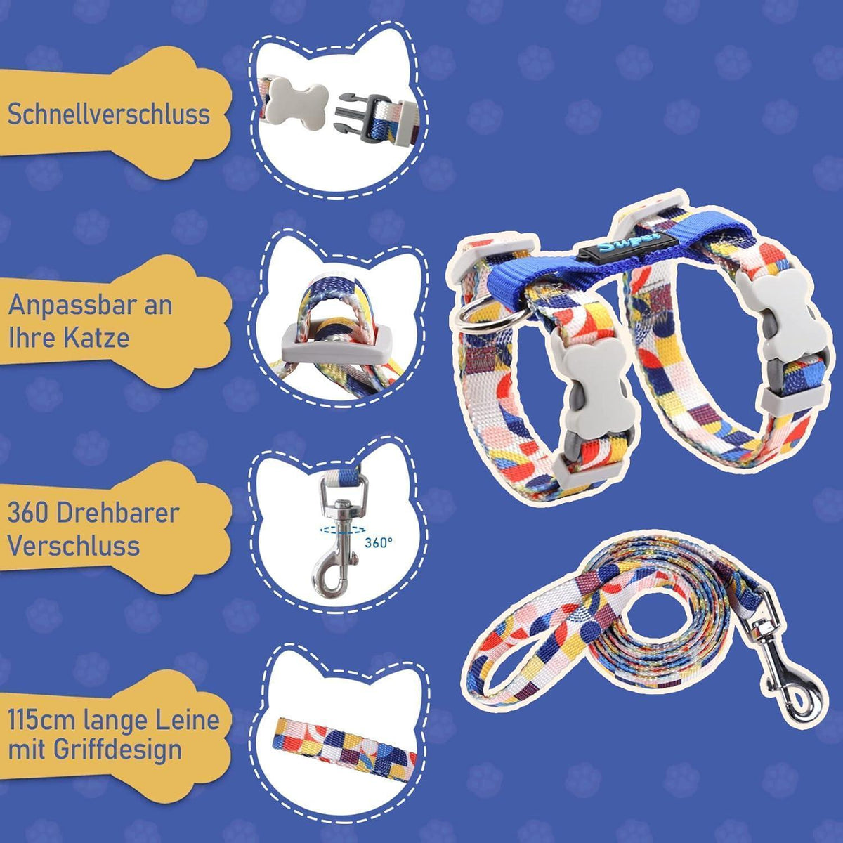 Katzengeschirr Ausbruchsicher Blau S