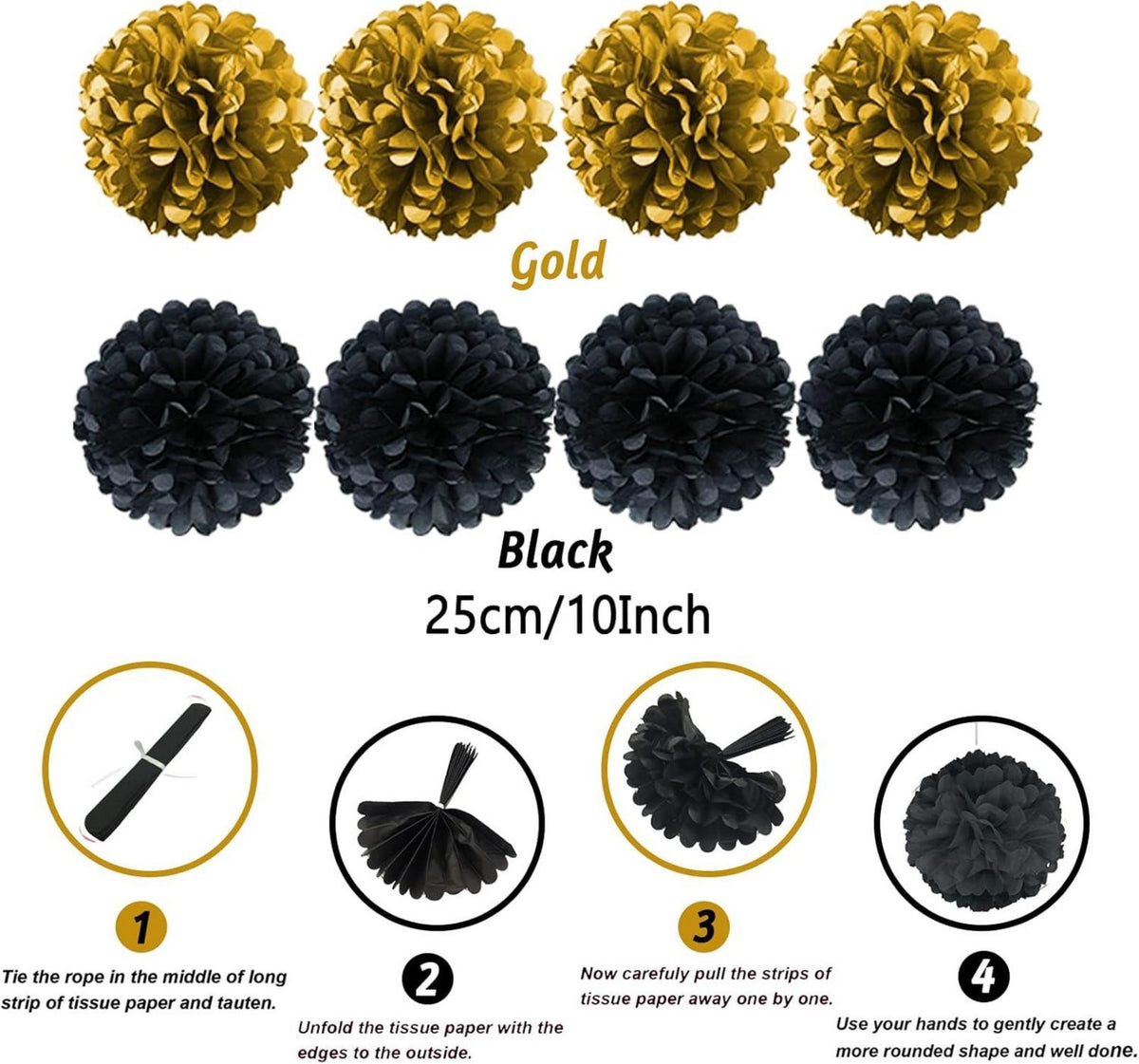 ZERODECO Party Dekoration Set Schwarz Gold 41 Stück