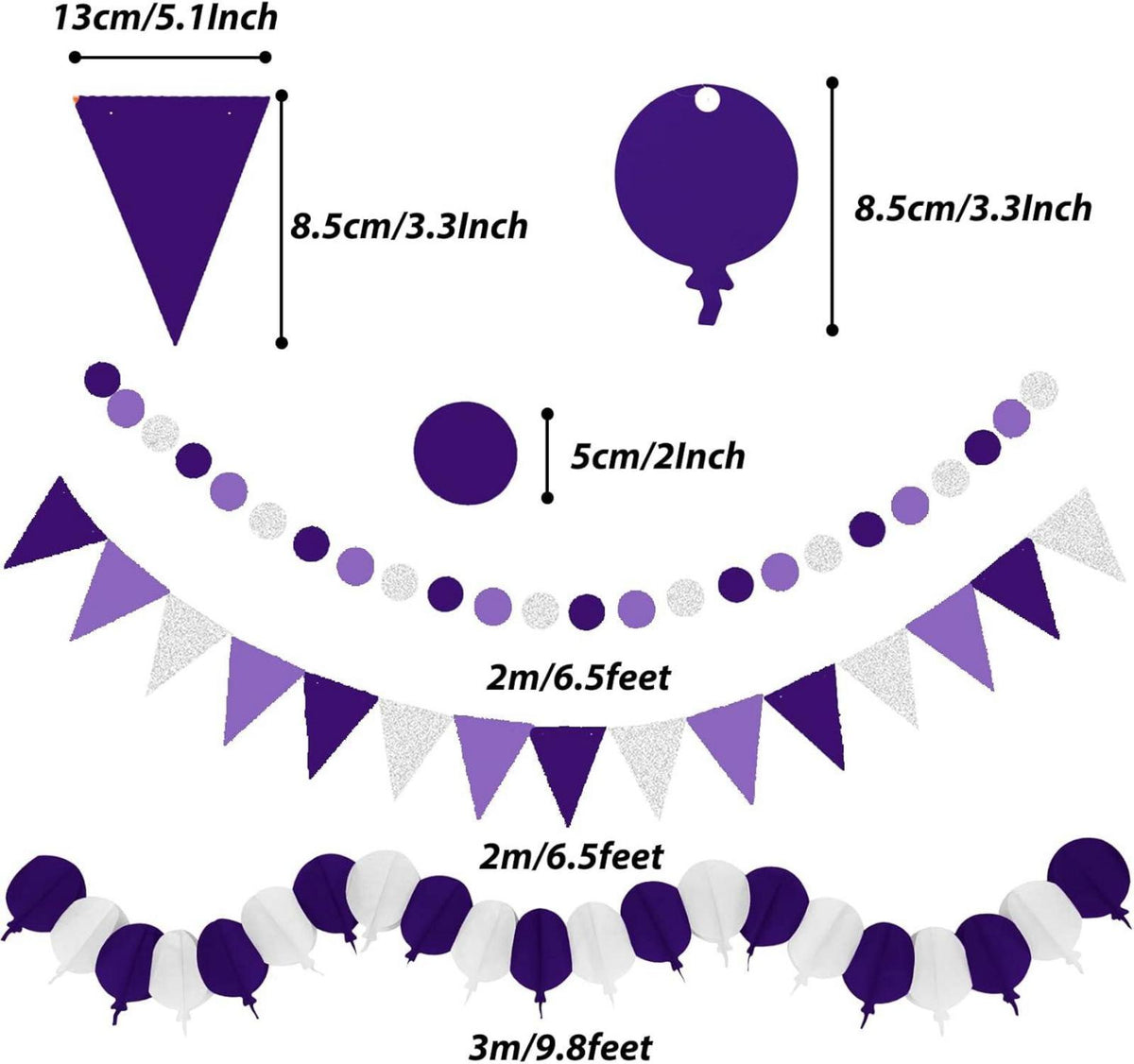 Lila Party Deko Set Papier Pompoms Girlande 41-teilig