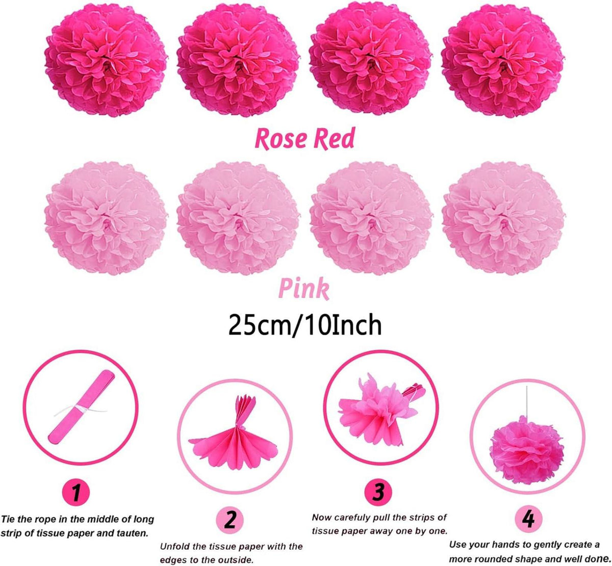 41-teiliges Rosa Party Deko-Set für Geburtstag, Hochzeiten, Babyparty