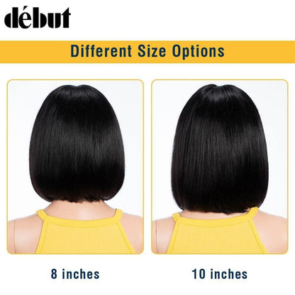 Echthaar Bob Perücke – Straight, 20-25cm, Schwarz