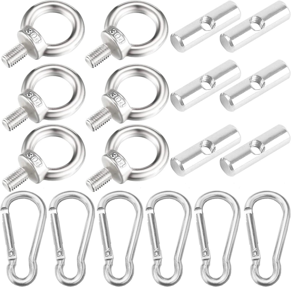 6 Stück Edelstahl Kederstopper mit Karabiner für Markisenschiene