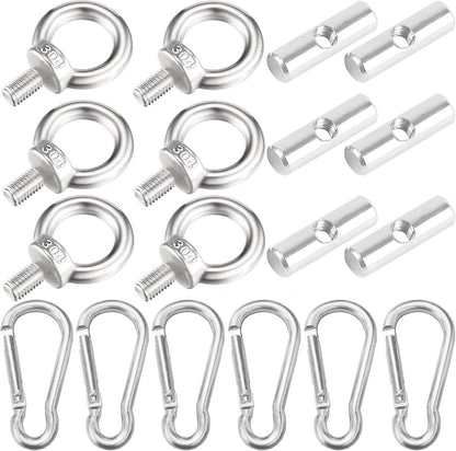 6 Stück Edelstahl Kederstopper mit Karabiner für Markisenschiene