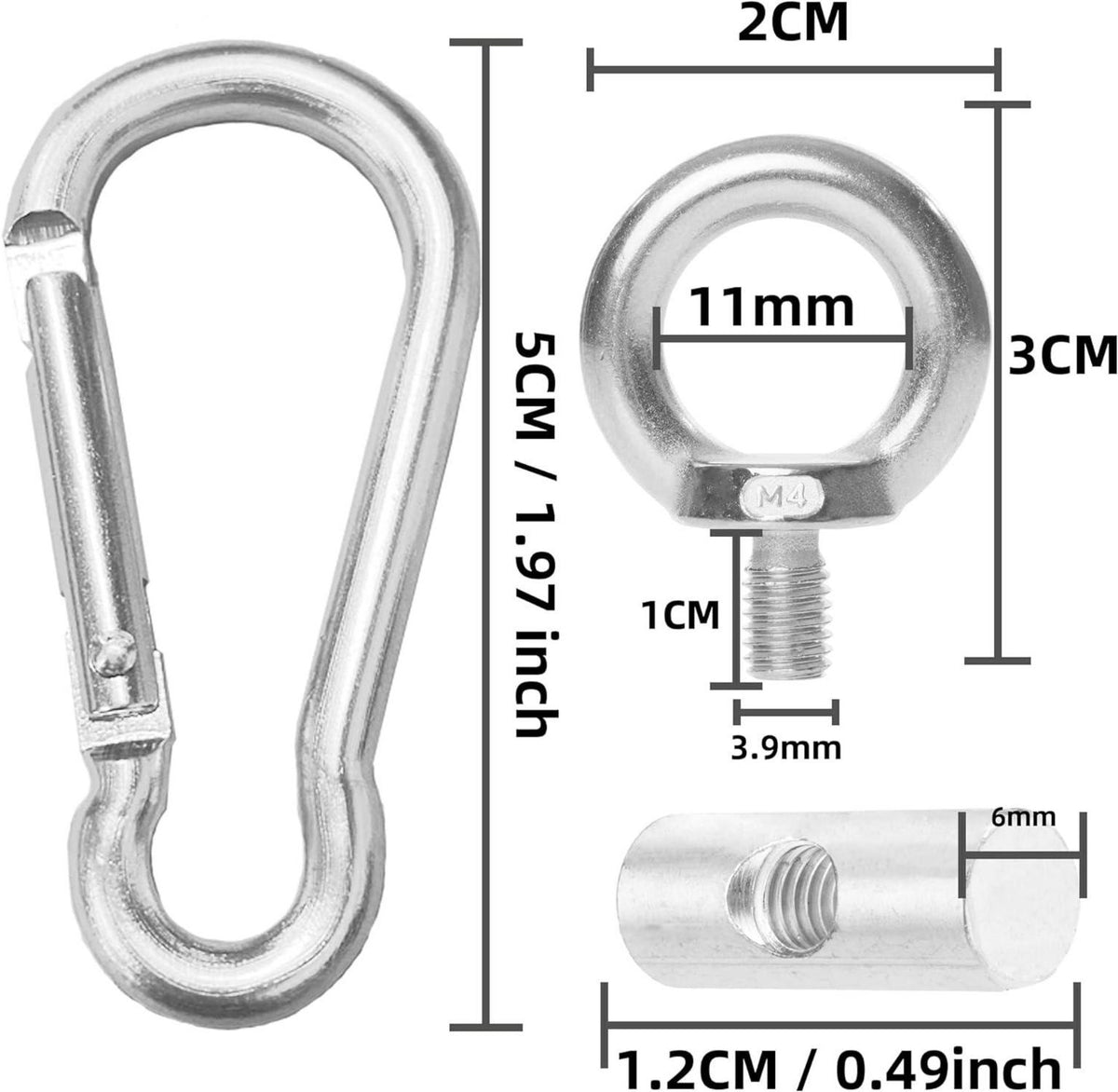 Edelstahl Kederstopper mit Karabiner 6mm 6 Stk für