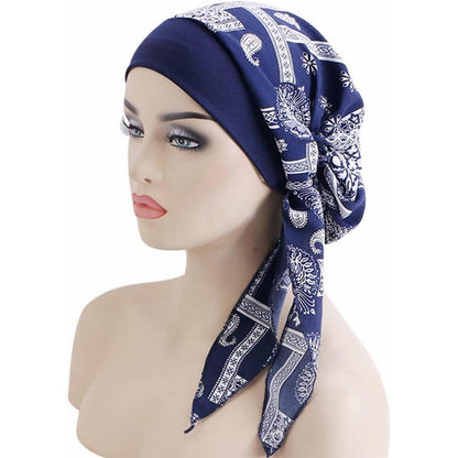 Chemo Turban Damen Kopfbedeckung Floral | Schlafmütze Haarverlust