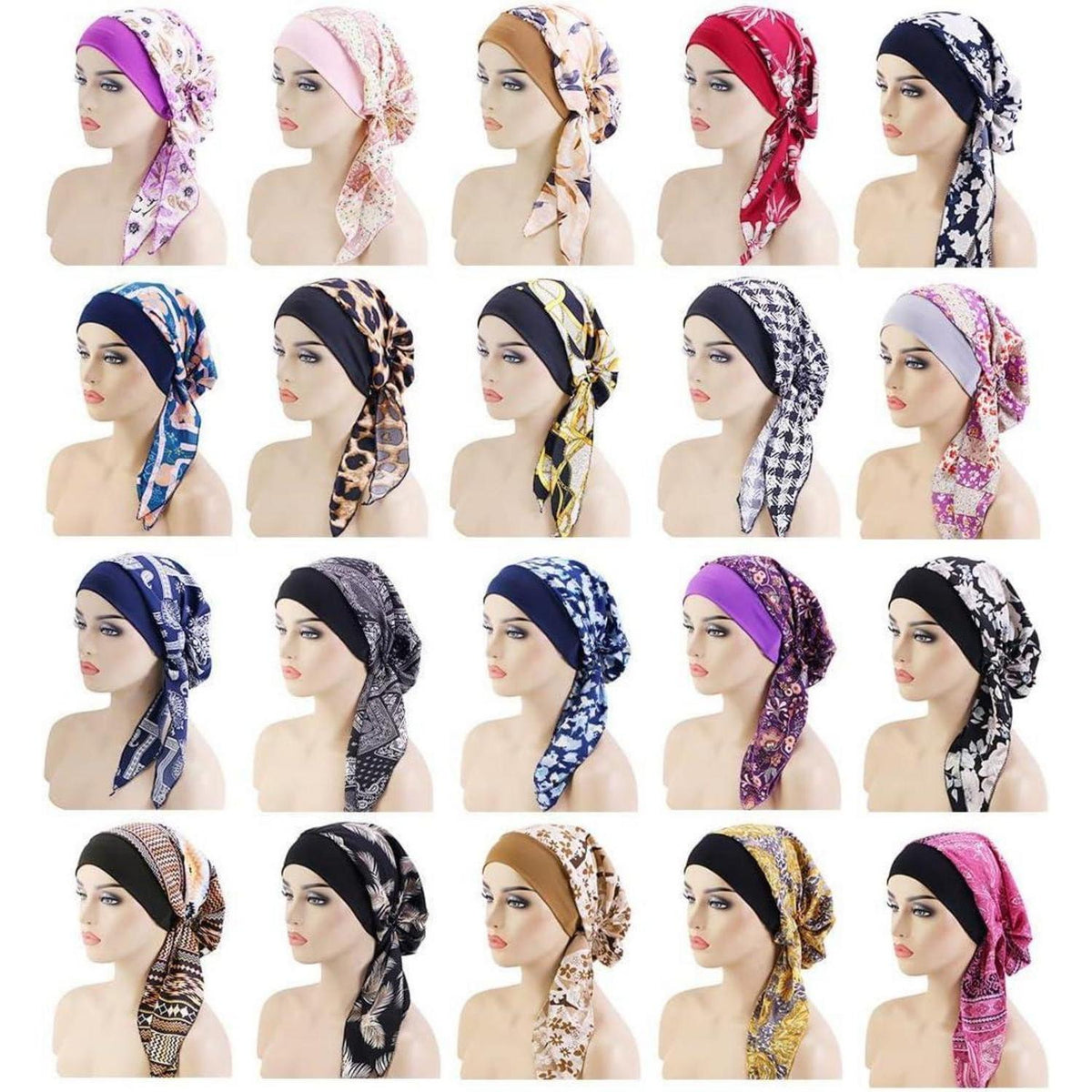 Chemo Turban Damen Kopfbedeckung Floral | Schlafmütze Haarverlust