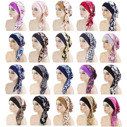 Chemo Turban Damen Kopfbedeckung Floral | Schlafmütze Haarverlust