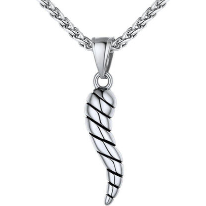 Italienisches Horn Halskette 316L Edelstahl Silber Glücksbringer Amulett