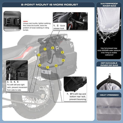 Motorrad-Satteltasche 20L wasserdicht mit Schnellverschluss Schwarz