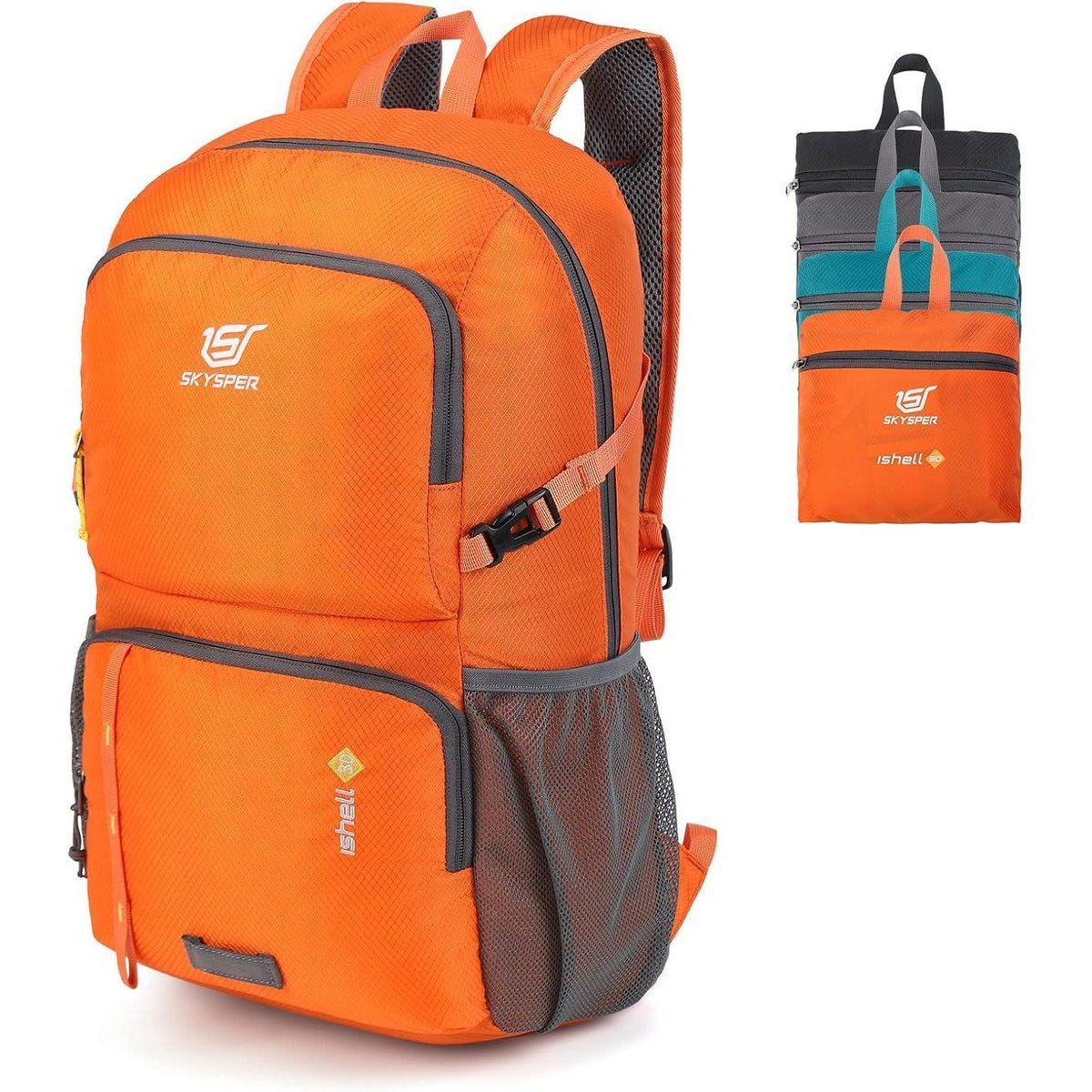 Faltbarer Wanderrucksack 30L mit Nassfach, wasserfest, orange