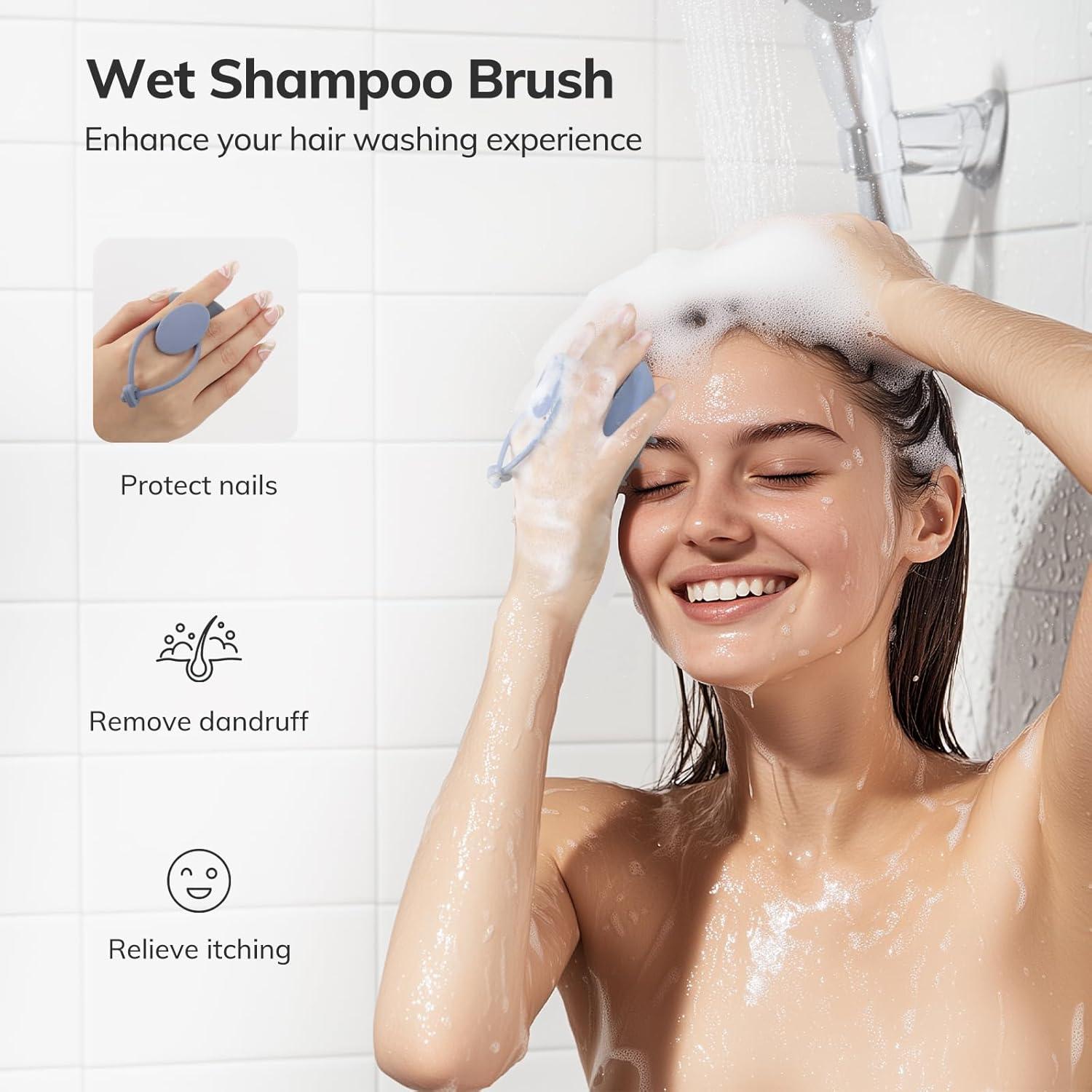 Silikon Kopfhaut Massagebürste Peeling Shampoo Bürste Haarwachstum Grau