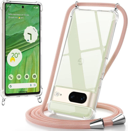 Handykette für Google Pixel 7 - Rosa stoßfest mit Band-Funktion