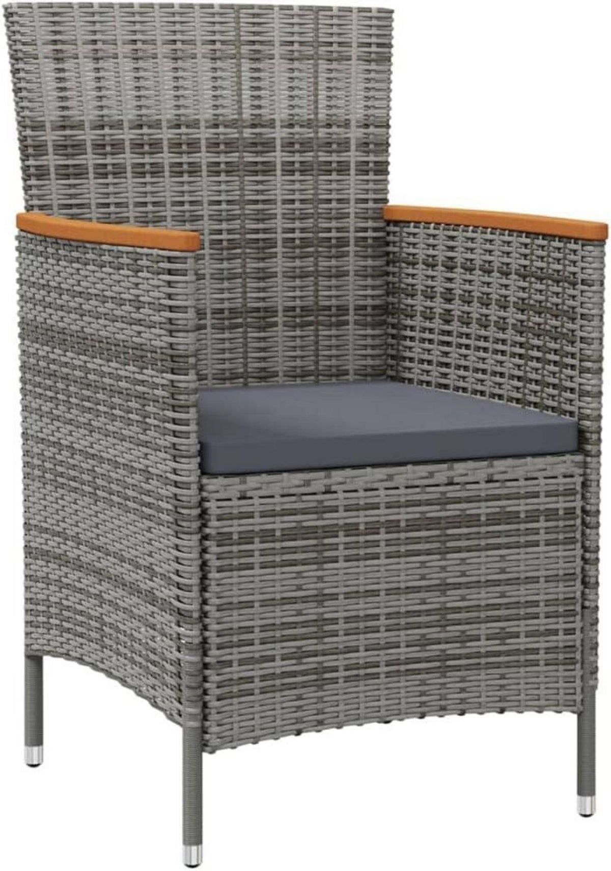 vidaXL Garten-Essgruppe Schwarz Grau Poly Rattan